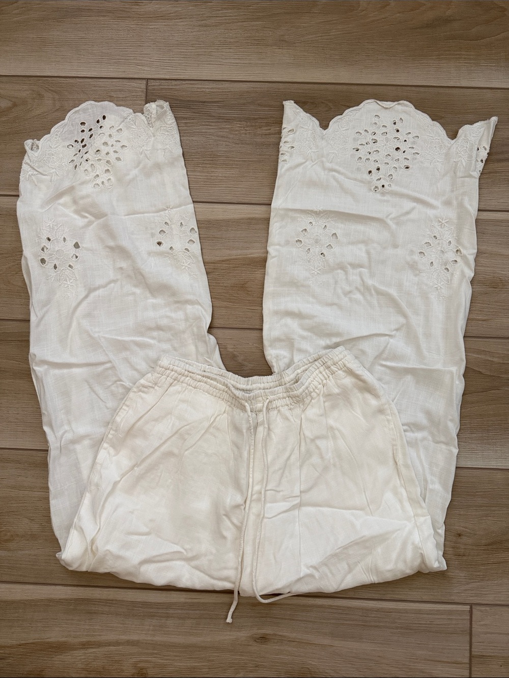 Future collective White eyelet drawstring Pants